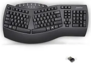 Perixx Periboard-612B Wireless Ergonomic Split Keyboard with Dual Mode 2.4G and Bluetooth Feature, Compatible with Windows 10 and Mac OS X System, Black, US English Layout