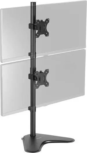 Dual Monitor Desk Stand Free-Standing LCD Mount Holds in Stacked Vertical Position 2 Ultrawide Screens up to 34 inches Black STAND-V002L