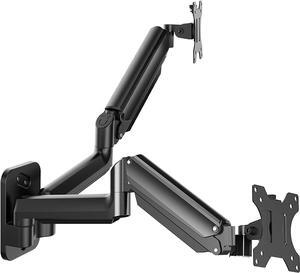 HUANUO Dual Monitor Wall Mount, Gas Spring Computer Monitor Wall Mount holds up to 17.6lbs/Arm,Wall Monitor Arm for 17 to 32'' Flat/Curved LCD Screen