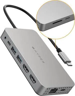 Drive M1 M2 MacBook Pro USB C Hub - 10-in-1 USB Hub Dual 4K HDMI Ethernet USB-A USB C Adapter
