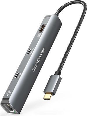 CableCreation 6-in-1 USB-C Hub/Multiport Adapter with 4K 60HZ HDMI, USB C Data Port, 1Gbps Ethernet, 100W Power Delivery, 2 USB 3.0 Port, for MacBook Pro Air M1, iPad Pro Air 2022-2018, XPS