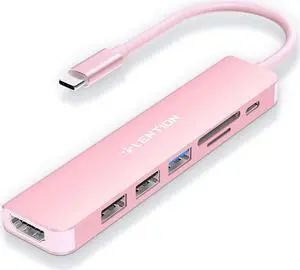 LENTION USB C Hub with 100W Charging, 4K HDMI, Dual Card Reader, USB 3.0 & 2.0 Compatible 2023-2016 MacBook Pro, New Mac Air/Surface, Chromebook, More, Stable Driver Adapter (CB-CE18, Rose Gold)