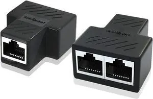 Ethernet Splitter, RJ45 Splitter Adapter LAN Network Internet Splitter 1 to 2, Ethernet Cable &LAN Internet Splitter for Cat5 Cat5e Cat6 Cat 7 Cable-2pcs