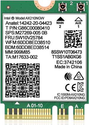 WiFi 6E Wireless Card Intel AX210 NGW Bluetooth 5.3 Tri-Band 5400Mbps Network Adapter for Laptop Support Windows 10/11 (64bit) M.2/NGFF