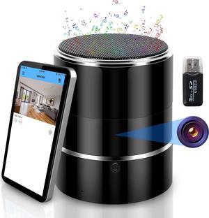 Hidden Camera Speaker, 180° Rotating Lens WiFi Spy Camera Hide in Wireless Bluetooth Speakers, 1080P Nanny Cam with Phone App Remote Viewing, Live Streaming, Motion Detection, Video Recording