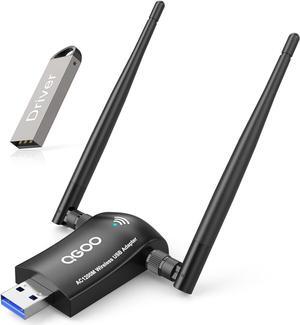USB WiFi Adapter AC1200 - High Gain Dual Antenna 802.11ac/a/b/g/n for Windows, Mac - Dual Band 2.4GHz/300Mbps 5GHz/867Mbps