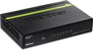 TRENDnet 8-Port Unmanaged Gigabit Switch, TEG-S80G, Desktop Ethernet Metal Switch, Ethernet Splitter, Fanless,16Gbps Switching Capacity, Plug & Play, Lifetime Protection, Black