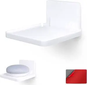 BRAINWAVZ Drill Free Wall Mount Shelf for Security Cameras, Baby Monitors, Speakers & More, Universal Holder, Strong Adheasive, Easy to Install, No Mess, Screwless (White)