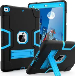 Cantis Case for ipad 9th Generation/ 8th Generation/ 7th Generation Slim Heavy Duty Shockproof Rugged Protective Case with Built-in Stand for iPad 10.2 inch 2021/2020/2019 Black+Blue