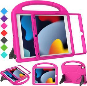 SUPLIK Kids Case for iPad 9th/8th/7th Generation - iPad 10.2 inch 2021/2020/2019 Case with Built-in Screen Protector Durable Shockproof Handle Stand Kids Cover for  iPad 7/8/9 Gen Pink