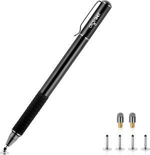 Digiroot Universal Stylus [2-in-1] Disc Stylus Pens for All Touch Screens Cell Phones iPad Tablets Laptops with 6 Replacement Tips(4 Discs 2 Fiber Tips Included) - (Black)