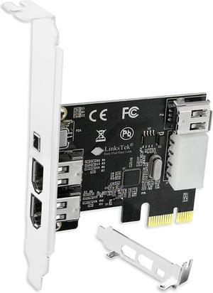 LinksTek 4-Ports 1394A PCIE FireWire 400 Expansion Card for Windows Desktop PCs, 3X 6Pin and 1X 4Pin 1394A 400Mbps Ports, with 4Pin-6Pin 1394A Cables and Low Profile Bracket (PCIE-1394A)