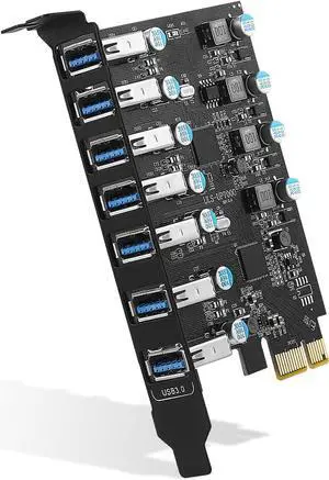 PCI-E to USB 3.0 7-Port(7X USB-A ) Expansion Card ,PCI Express USB Add in Card , Internal USB3 Hub Converter for Desktop PC Host Card Support Windows 10/8/7/XP and MAC OS 10.8.2 Above