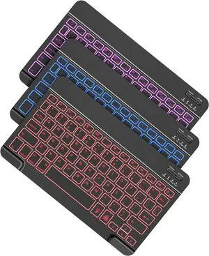 OMOTON Bluetooth Keyboard, Wireless Rechargeable Keyboard for iPad, iPad Pro, iPad Mini, iPad Air with Illuminated LED (Black)