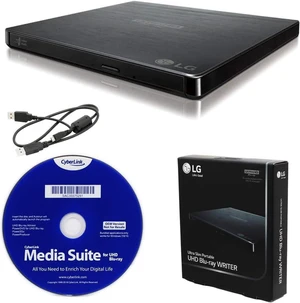 LG BP60NB10 Portable 6X Ultra HD Blu-ray Burner External Drive with CyberLink Software and USB Cable - Burns CD DVD BD DL BDXL Discs LG BP60NB10 Portable 6X Ultra HD Blu-ray Burner External Drive with CyberLink Software and USB Cable - Burns CD DVD BD DL BDXL Discs
