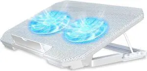 LIENS Laptop Cooling Pad with Adjustable Height Two 5.1 Inches Fan 2 USB Ports Suitable for 12"-15.6" LaptopsWhite LIENS Laptop Cooling Pad with Adjustable Height Two 5.1 Inches Fan 2 USB Ports Suitable for 12"-15.6" LaptopsWhite