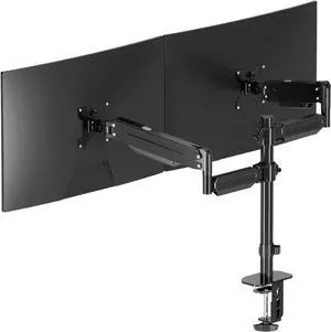Pholiten Dual Monitor Stand, Monitor Mounts for 2 Monitors, Double Monitor Stand for Desk, Monitor Stands for 2 Monitors, Dual Gas Spring Monitor Arm ,Dual Monitor Desk Mount for 13- 32 Inch Screens.