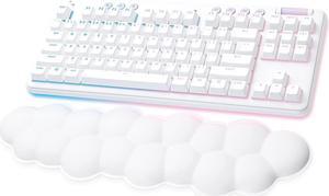 G715 Wireless Mechanical Gaming Keyboard with LIGHTSYNC RGB, LIGHTSPEED, Linear Switches (GX Red), and Keyboard Palm Rest, PC/Mac Compatible - White Mist