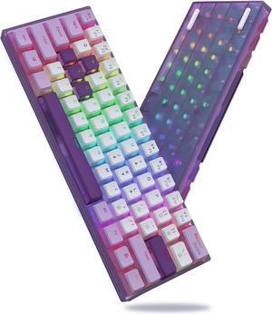 Womier Purple Keyboard - 60% Mechanical Keyboard, Hot-Swappable Ultra-Compact RGB Gaming Keyboard w/Pudding Keycaps, Pro Driver/Software Supported - Red Switch(with Silicone Pad)