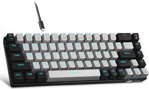 Portable 60% Mechanical Gaming Keyboard, MK-Box LED Backlit Compact 68 Keys Mini Wired Office Keyboard with Blue Switch for Windows Laptop PC Mac - Grey/Black