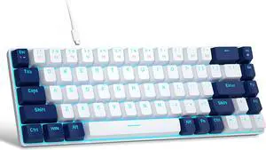 MageGee Portable 60% Mechanical Gaming Keyboard, MK-Box LED Backlit Compact 68 Keys Mini Wired Office Keyboard with Red Switch for Windows Laptop PC Mac - White/Blue