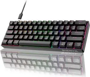 DIERYA 60% Mechanical Keyboard, DK61se Wired Gaming Keyboard with Brown Switches, LED Backlit Ultra-Compact 61 Keys Mini Office Keyboard for Windows Laptop PC Gamer TypistBlack