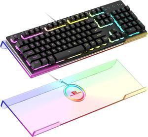 SELORSS Clear 366 Kinds RGB Acrylic Tilted Full Size Computer Keyboard Holder,PC Keyboard Stand Tray Holder for Easy Ergonomic Typing and Working at Home and Office Upgraded Version