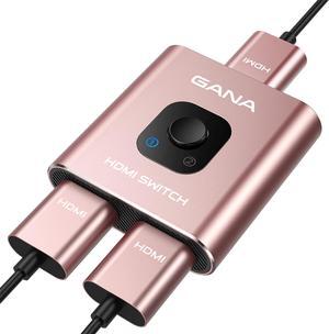 HDMI Switch 4k@60hz Splitter, GANA Aluminum Bidirectional HDMI Switcher 2 in 1 Out, Manual HDMI Hub Supports HD Compatible with Xbox PS5/4/3 Blu-Ray Player Fire Stick Roku