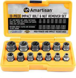Amartisan Impact Bolt Extractor Tool, 13PC Bolt Nut Removal Extractor Socket Tool Set