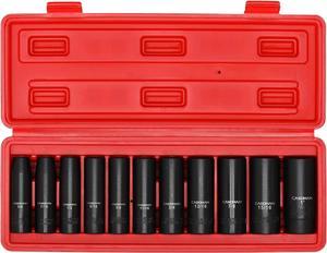 CASOMAM 11 Pieces 1/2-Inch Drive Deep Impact Socket Set, SAE, 6-Point, 3/8-Inch to 1-Inch