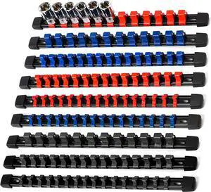 Socket Organizer Drive ABS Tools-Socket Holder, Premium Quality 9 Pieces Holders Kit 1/4-Inch x 48 Clips, 3/8-Inch x 45 Clips, 1/2-Inch x 36 Clips Socket Organizer Drive ABS Tools-Socket Holder, Premium Quality 9 Pieces Holders Kit 1/4-Inch x 48 Clips, 3/8-Inch x 45 Clips, 1/2-Inch x 36 Clips