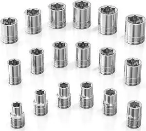 Olsa Tools Metric Socket Set (18pc) | 1/2-Inch Drive | 6-Point Shallow Socket Set | Metric Sizes from 10 mm to 27 mm | Mechanic Metric Socket Sets | Short Chrome Sockets | Professional Grade