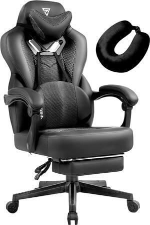 Vigosit Gaming Chair- Gaming Chair with Footrest, Mesh Gaming Chair for Heavy People, Ergonomic Reclining Gamer Computer Chair for Adult, Big and Tall Office PC Chair Gaming with Massage (Dark Grey)