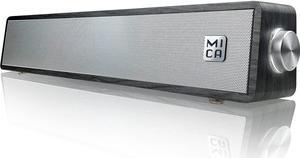 MICA Computer Speakers, Bluetooth 5.0 Wireless Computer Sound Bar, Wooden Mini Angled Sound Bar, USB Powered PC Speakers for Computer Laptop Smartphone Tablet, Aux Connection, Gray (M30T)