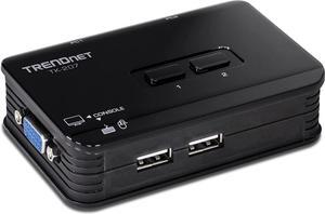 TRENDnet 2-Port USB KVM Switch and Cable Kit, 2048 x 1536 Resolution, Device Monitoring, Auto-Scan, Audible Feedback, USB 1.1, Compliant with Windows and Linux, Hot-Pluggable, White, TK-207K