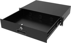 2U Server Cabinet Case 19 Inch Rack Mount Lockable Drawer with Key, 12.6 Inch Depth (2U)