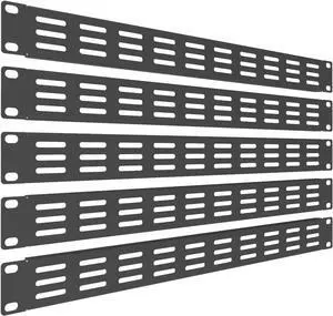5 Pack of 1U Vented Blank Panel - Steel Blank Rack Mount Panel Spacer for 19in Server Rack Cabinet or Enclosure, Black (1U)