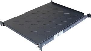 Aeons 1U 19-inch Sliding Rack Server Shelf Vented 4 Post Rack Mount 24" Shelf Adjustable Mounting Depth 24.2  27.4 inches, for IT Data Network Cabinet Enclosure Equipment