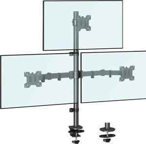 MOUNTUP Triple Monitor Stand, Height Adjustable Monitor Desk Mount Fit for Three 17 to 32 Inch Computer Screens, Stacked Monitor Arm for 3 monitors, with C-Clamp and Grommet Base,up to 17.6lbs per Arm
