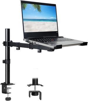 Laptop Desk Mount, Single Laptop Computer Mount with Vented Tray for 1 Notebook up to 17 inch, Heavy-Duty Laptop Stand Mount Holds up to 17.6 lbs, Fully Adjustable, Clamp/Grommet Mounting