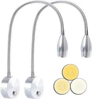 Reading Light for Bed Headboard, Reading Lamp, Bedside Wall Mounted Reading Light, Headboard Lamp, 3W LED Touch Dimmable, 3 Color Temperature, 3000k, 4000k, 6000k