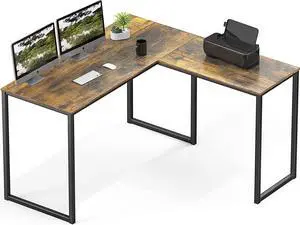 SHW 48-Inch Mission L-Shaped Home Computer Desk, Rustic Brown