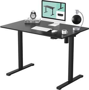 FLEXISPOT Standing Desk 48 x 24 Inches Whole-Piece Desk Board Electric Stand Up Desk Height Adjustable Desk for Home Office Sit Stand Desk(Black Frame + 48" Black Top)