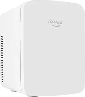 Cooluli 15L Mini Fridge for Bedroom, Car, Office Desk & College Dorm - 12V Portable Cooler & Warmer for Food, Drinks, Skincare - AC/DC Small Refrigerator with Glass Front, White