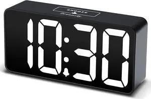 DreamSky Compact Digital Alarm Clock with USB Charging Port, 0-100% Brightness Dimmer, Large Bold Number Display, Adjustable Alarm Volume, 12/24Hr, Snooze, Small Desk Clocks for Bedroom Bedside