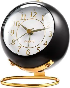Analog Alarm Clocks,Retro Backlight Cute Simple Design Small Desk Clock with Night Light,Silent Non-Ticking,Battery Powered,for Kids,Bedroom,Travel,Kitchen,Bedside Desktop. (Black) Analog Alarm Clocks,Retro Backlight Cute Simple Design Small Desk Clock with Night Light,Silent Non-Ticking,Battery Powered,for Kids,Bedroom,Travel,Kitchen,Bedside Desktop. (Black)