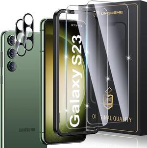 UniqueMe for Samsung Galaxy S23 Screen Protector Fingerprint Compatible,9H Tempered Glass 2 Pack and Camera Lens Protector 2 Pack for S23 5G 6.1-inch Full Coverage Case Friendly