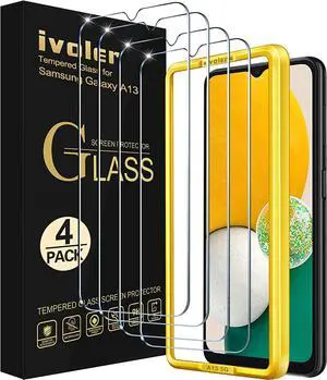 ivoler [4 Pack] Screen Protector Tempered Glass for Samsung Galaxy A13 5G / 4G / A04S with [Easy Installation Frame] 9H Hardness Anti Scratch, Bubble Free, 6.5 inch