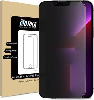 Mothca for iPhone 14/iPhone 13/13 Pro (6.1-inch) Matte Privacy Screen Protector [NOT for iPhone 14 Pro] with Alignment Sticker, Full Coverage Anti-Spy Anti-Glare Anti-Fingerprint Tempered Glass Film