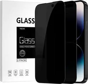 TECHO Privacy Screen Protector Compatible with iPhone 14 Pro Max Tempered Glass Film (Edge to Edge Full Coverage) (Anti Spy Private) (9H Hardness) (2 PACK) (6.7 inch)